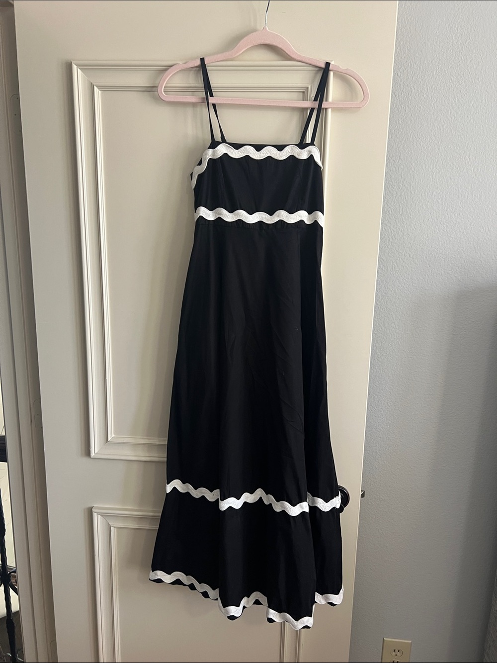 Sim & Sam Ric Rac Poplin Maxi Dress with Pockets, Size Small